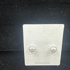 Sterling Silver White Pearl Stud Earrings - 925